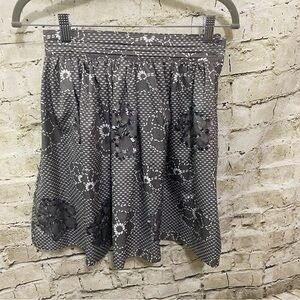 Shulami Gray Floral Beaded Lined A Line Mini Skirt